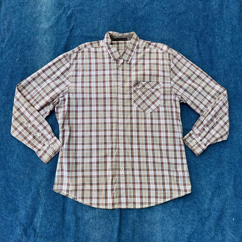 2016 Blue Marithe Francois Girbaud plaid button up